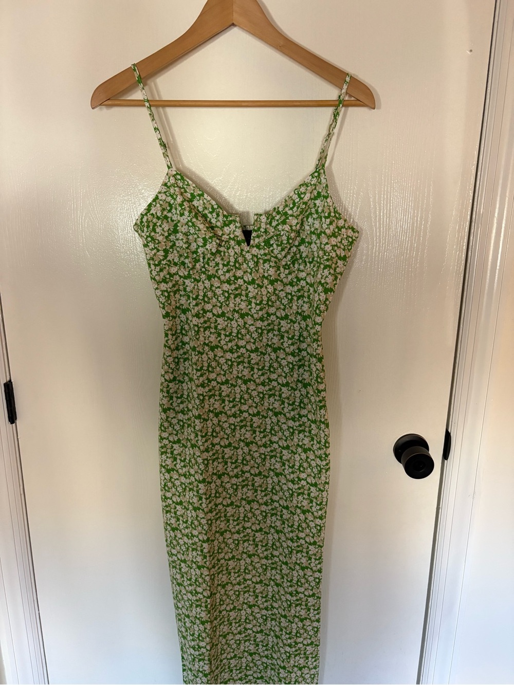 Green Floral Maxi Slip Dress with Adjustable Straps